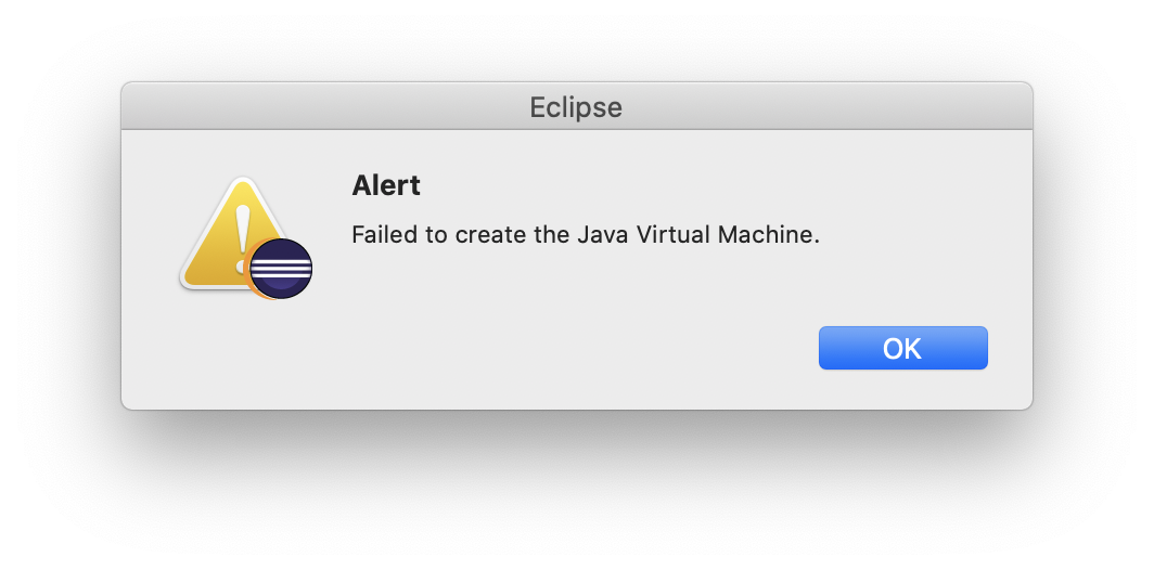 version of jvm is not suitable for this product eclipse mac